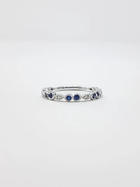 14K White Gold Sapphire and Diamond Infinity Ring