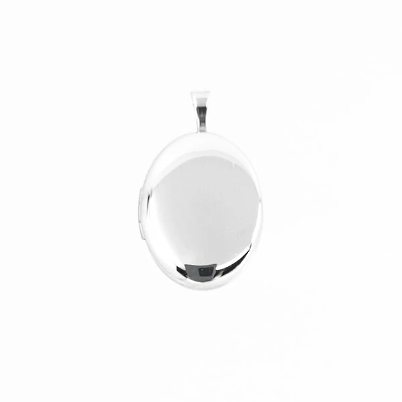 925 Sterling Silver Polished Front and Brushed Back Oval Locket - 20mm x 15mm