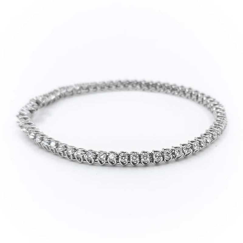 14K White Gold 3.0cttw Lab-Grown Diamond Tennis Bracelet