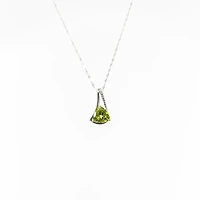 10K White Gold Peridot & Diamond Pendant
