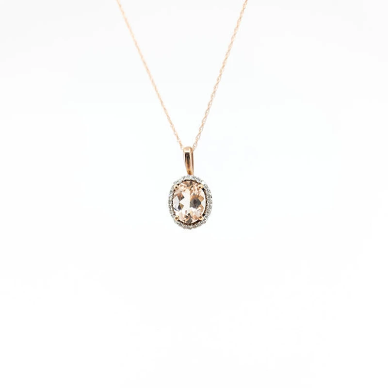 10K Rose Gold Morganite & Diamond Pendant