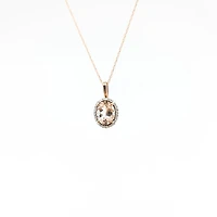 10K Rose Gold Morganite & Diamond Pendant