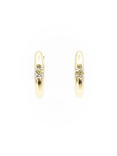 10K Yellow Gold 0.06cttw Round Cut Canadian Diamond Hoop Huggie Hinged Earring