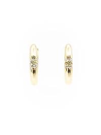 10K Yellow Gold 0.06cttw Round Cut Canadian Diamond Hoop Huggie Hinged Earring