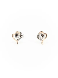 10K White & Rose Gold 0.08cttw Round Cut Canadian Diamond Heart Earrings