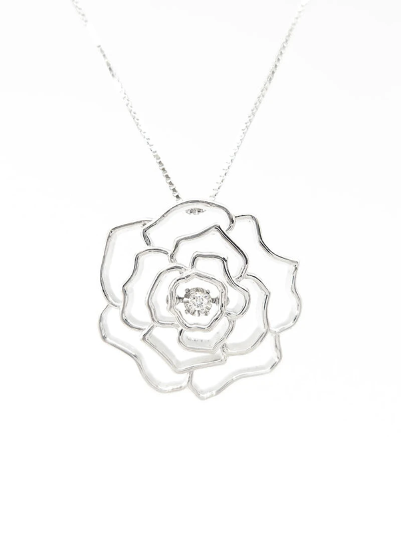 Sterling Silver 0.04cttw Canadian Diamond Necklace, 18"