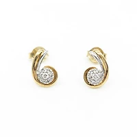 10K Two Tone Yellow and White Gold Diamond Earring