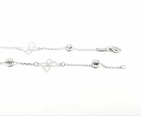 10K White Gold Butterfly Anklet Design with Lobster Clasp - 10 Inches
