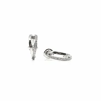 925 Sterling Silver Cubic Zirconia Double Channel Half Hoops - 14mm x 12mm