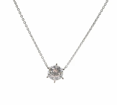 925 Sterling Silver 8mm Cubic Zirconia Solitaire Necklace - 18 Inches