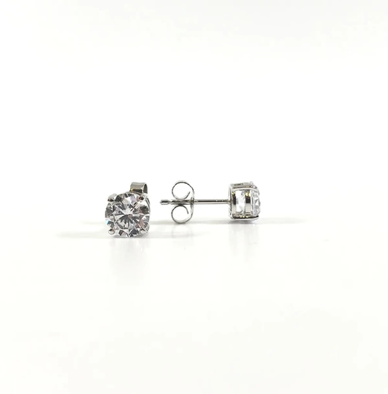 925 Sterling Silver 9mm Round Cubic Zirconia Stud Earrings