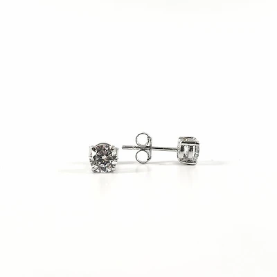 925 Sterling Silver 5mm Cubic Zirconia with 4 Claw Setting Stud Earrings