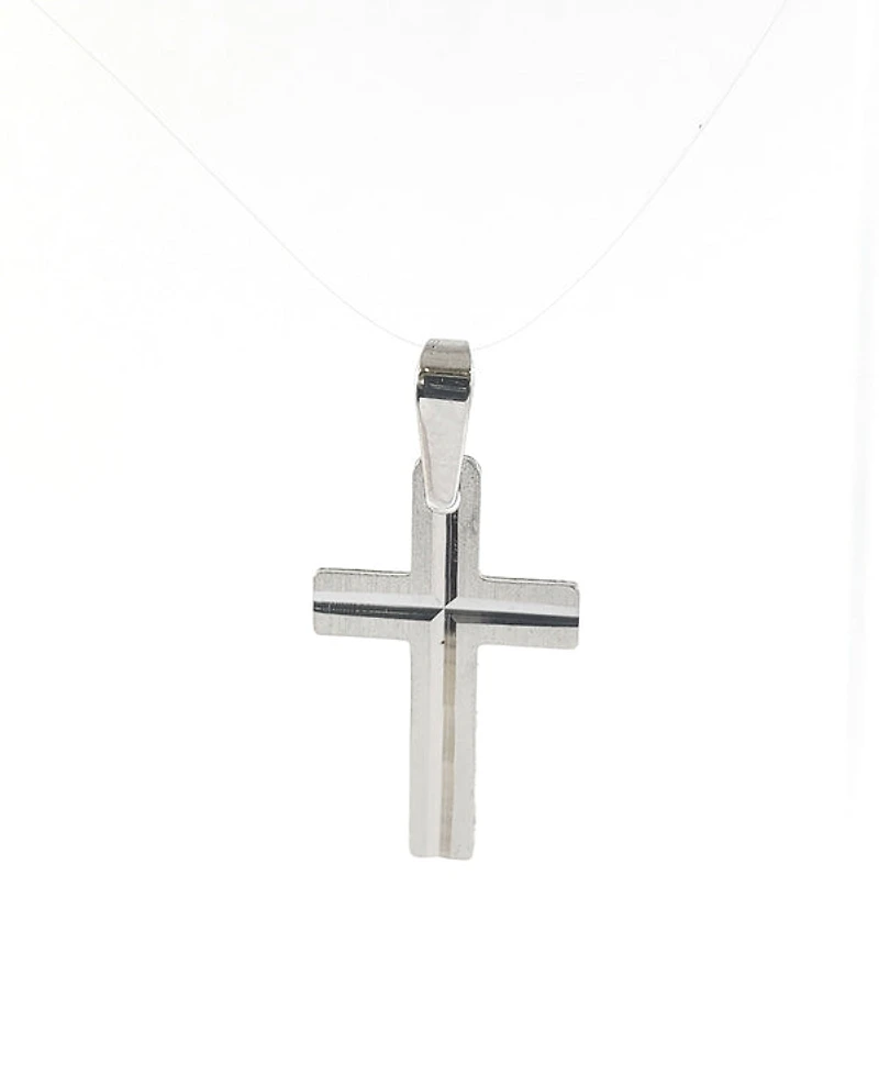 10K White Gold Cross Charm - 13mm x 9mm