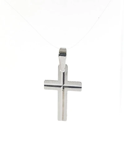 10K White Gold Cross Charm - 13mm x 9mm