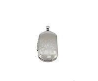 925 Sterling Silver Family Tree Engraved Rectangular Locket - 30mm x 18mm