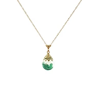 14K Yellow Gold Genuine Floating Emerald Pendant, 18”