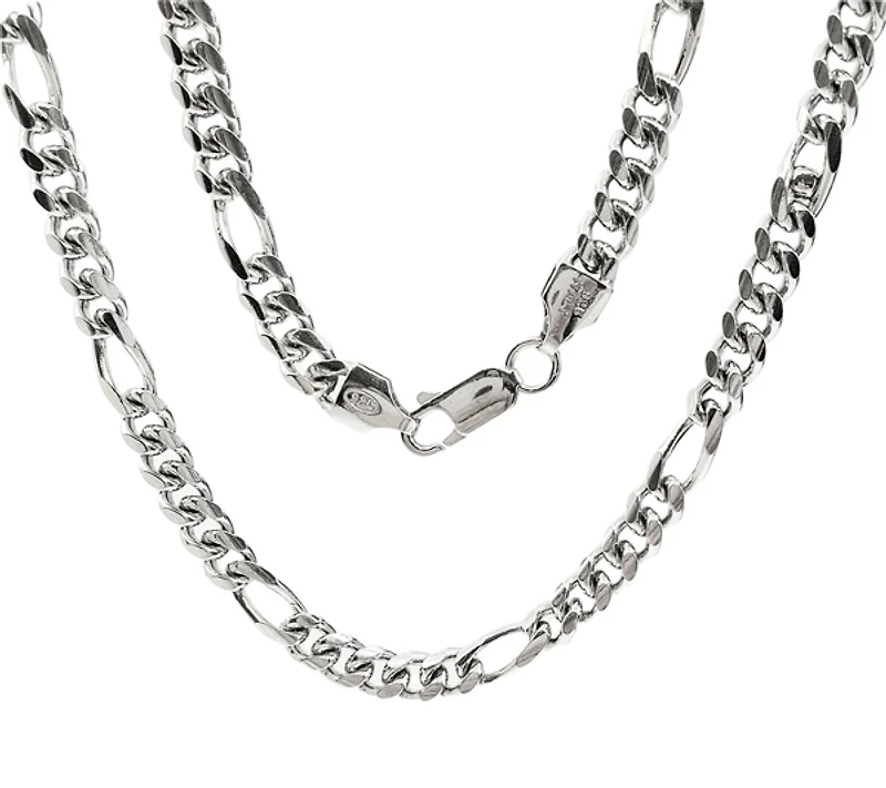 925 Sterling Silver 4.8mm Rhodium Plated Miami Cuban Figaro