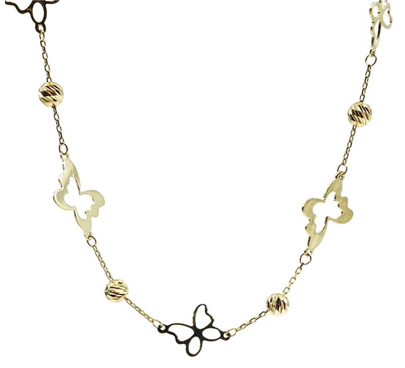 10K Yellow Gold Butterfly Links Bracelet - 7.25 Inches