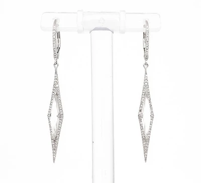 14K White Gold White Topaz and Diamond Dangle Earrings