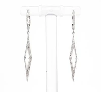 14K White Gold White Topaz and Diamond Dangle Earrings