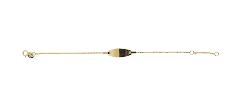 10K Yellow Gold Bracelet with Engravable Plate, 5.75-6.25"