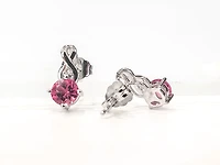10K White Gold 0.90cttw Pink Tourmaline and 0.012cttw Diamond Stud Earrings with Butterfly Backings