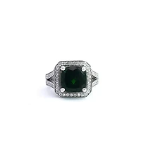 14K White Gold 3.60cttw Green Tourmaline and 0.56cttw Diamond Ring - 4.5