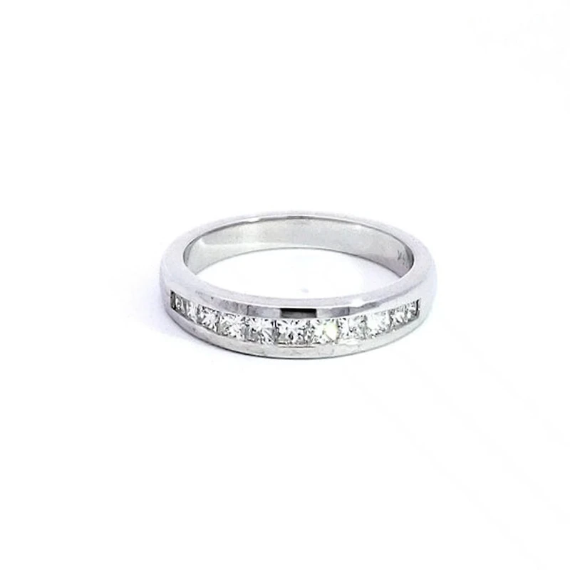 14K White Gold 0.65cttw Princess Cut Diamond Channel Set Ring, Size 6.5