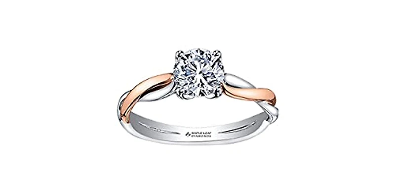 18K White & Rose Gold 0.60cttw Canadian Diamond Engagement Ring, size 6.5