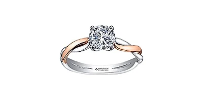 18K White & Rose Gold 0.60cttw Canadian Diamond Engagement Ring, size 6.5
