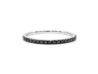 14K White Gold 0.17cttw Black Diamond Ring - Size 6.5