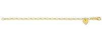 10K Yellow Gold Bracelet with Engravable Heart Dangle, 6.0"