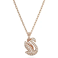 Swarovski Iconic Swan pendant, Swan, Small, White, Rose gold-tone plated 5647555