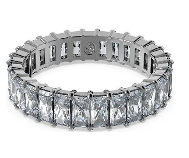 Swarovski Matrix ring, Baguette cut, Gray, Ruthenium plated - 5648917