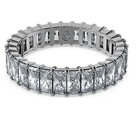 Swarovski Matrix ring, Baguette cut, Gray, Ruthenium plated - 5648917