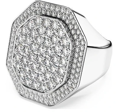 Swarovski Dextera cocktail ring, Octagon shape, White, Rhodium plated - 5651384 - Discontinued