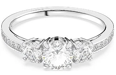 Swarovski Attract Trilogy ring, Round cut, White, Rhodium plated - 5656291