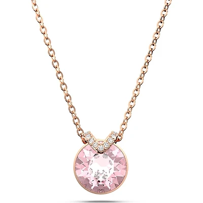 Swarovski Bella V pendant, Round cut, Pink, Rose gold-tone plated 5662088