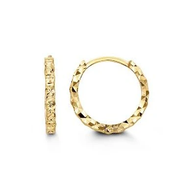10K Yellow Gold 14mm Hoop / Huggie / Hinged Earrings