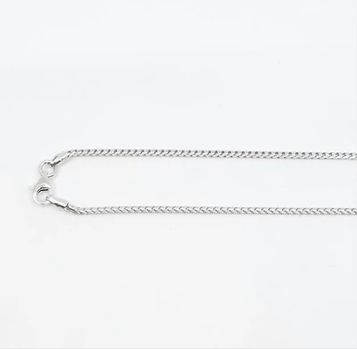 925 Sterling Silver 1.5mm Rhodium Plated Franco Chain with Lobster Clasp - 18 Inches