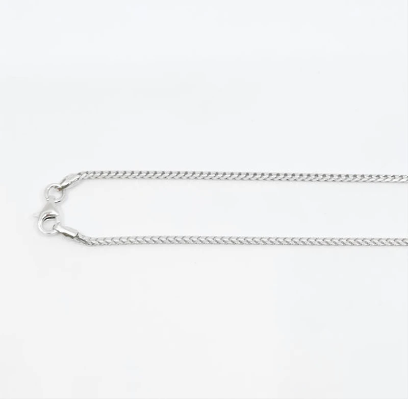 925 Sterling Silver 1.2mm Rhodium Plated Franco Chain with Lobster Clasp - 18 Inches