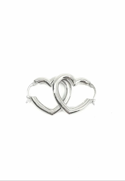 925 Sterling Silver Hollow Heart Shaped Earrings - 26X24mm