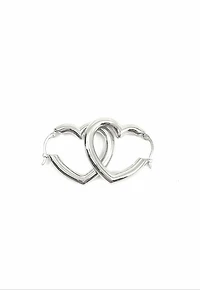 925 Sterling Silver Hollow Heart Shaped Earrings - 26X24mm