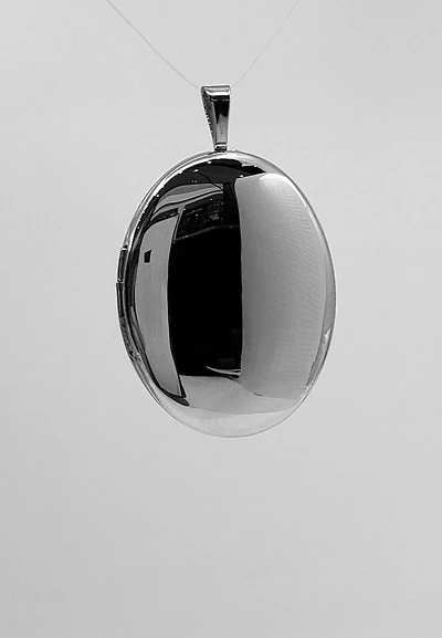 925 Sterling Silver Brushed/Polished Oval Locket - 20mm x 26mm