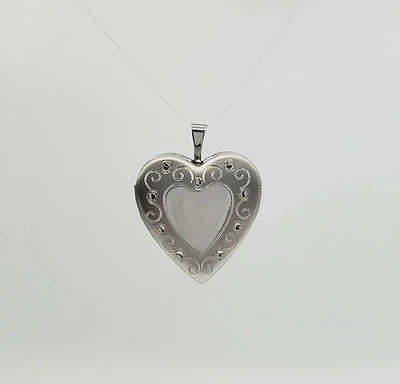 925 Sterling Silver Filigree Design Heart Shaped Locket - 20mm x 22mm