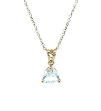 10K Yellow Gold 5.0mm Trillion Cut Aquamarine Pendant - 18"