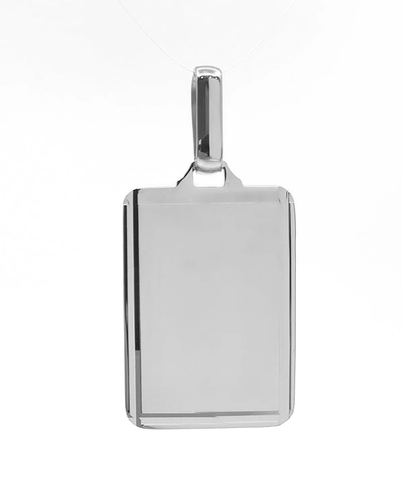 10K White Gold Diamond Cut Engravable Plate Charm - 18x13mm
