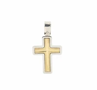 10K Two Tone White and Yellow Gold Cross