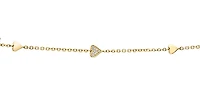 10K Yellow Gold 0.05cttw Diamond Heart Shaped Tennis Bracelet, 7"
