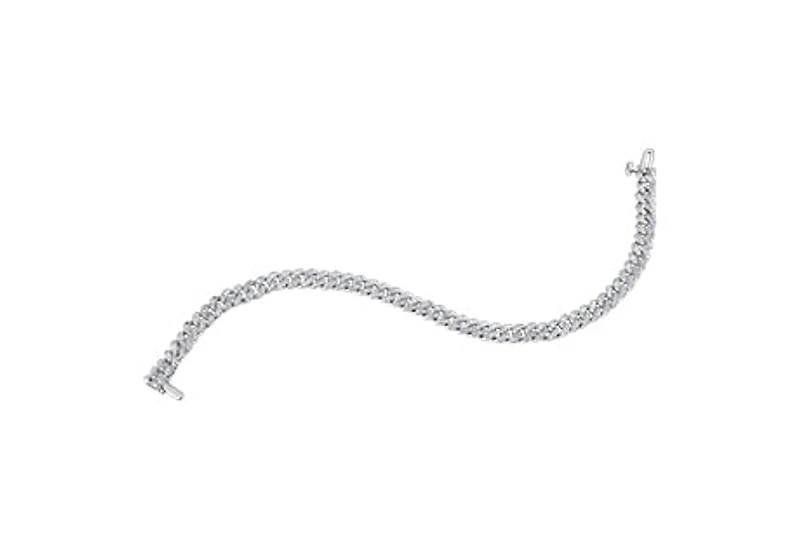 10K White Gold 2.00cttw Miami Cuban Link Tennis Bracelet - 7.25"